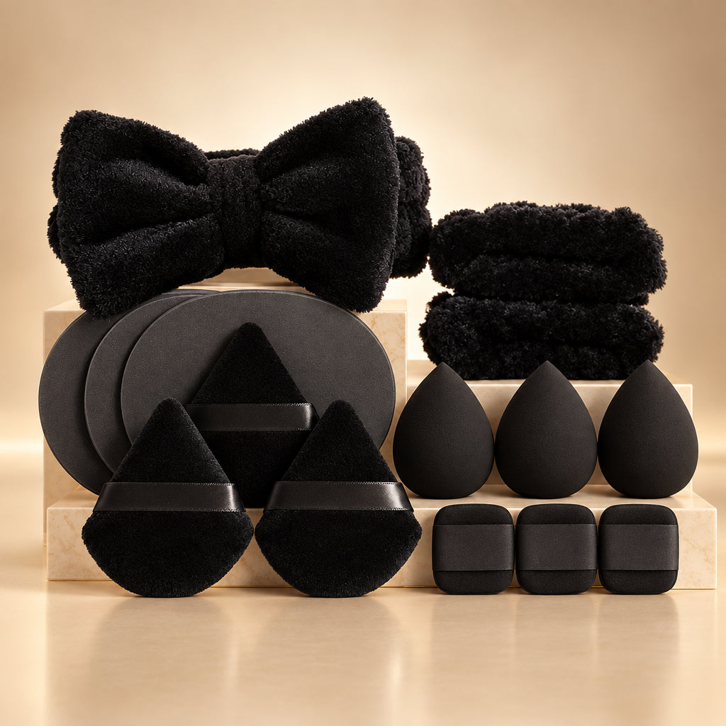 15Pcs Cosmetic Puff Makeup Sponge Blender Beauty Egg Foundation Sponges Puff Wash Face Headband Wristband Make up Accessories