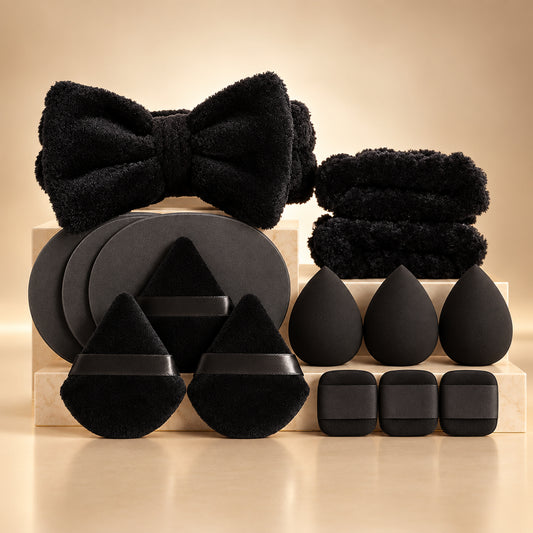 15Pcs Cosmetic Puff Makeup Sponge Blender Beauty Egg Foundation Sponges Puff Wash Face Headband Wristband Make up Accessories