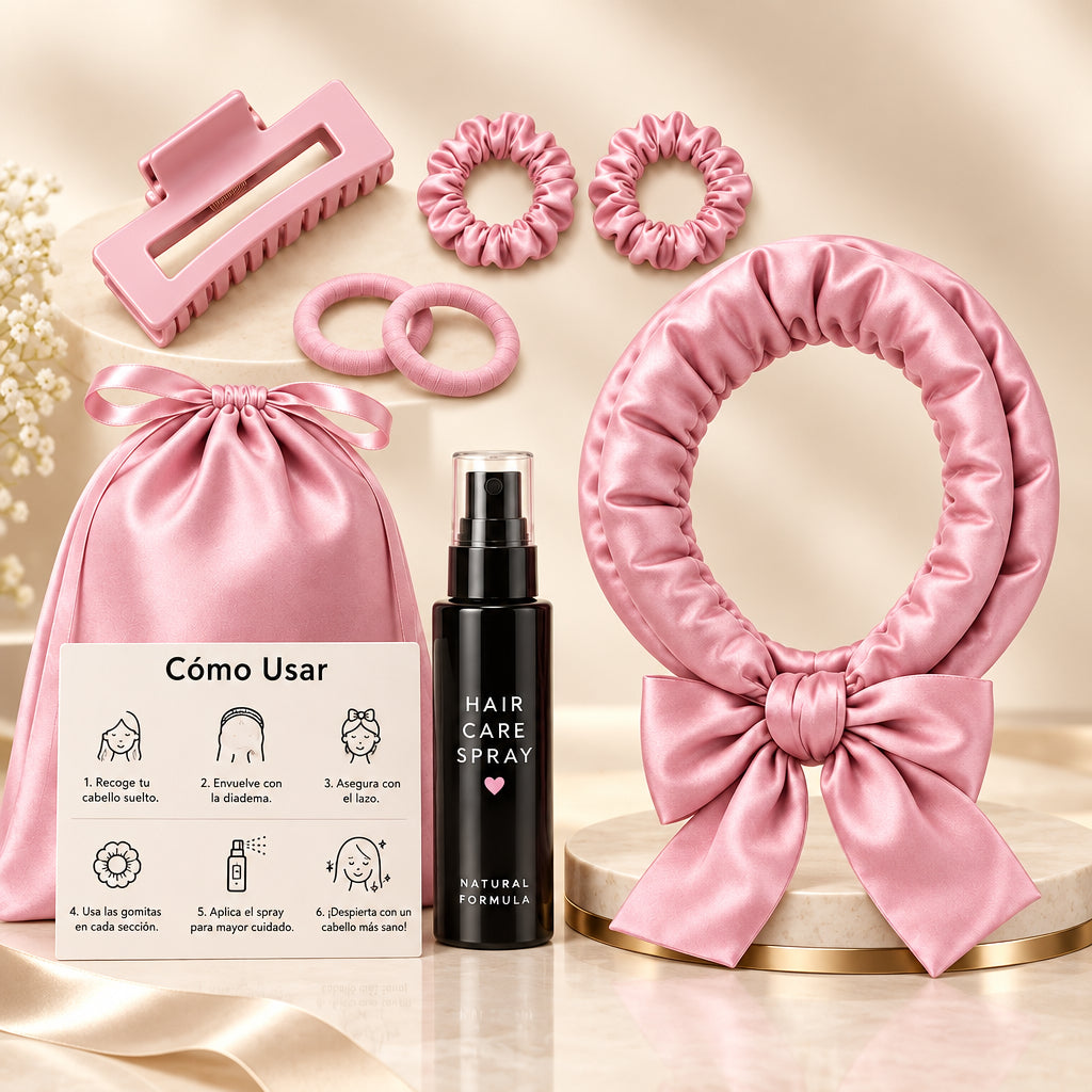 Rizador De Pelo Sin Calor, Terciopelo, DIY Heatless Hair Curlers, Ondas Pelo Con Clip, Cinta Para Cabello Largo