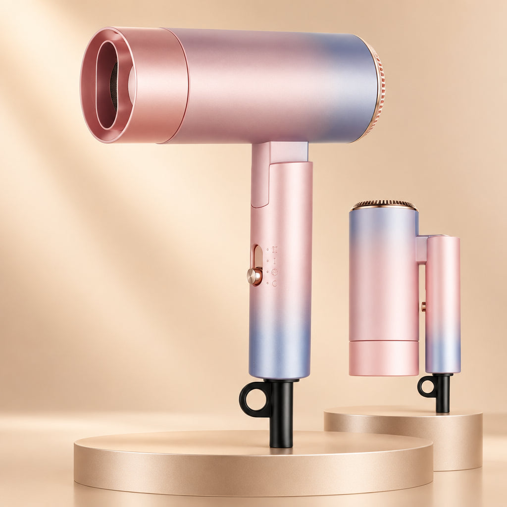 Flintronic Secador De Pelo, Secador De Pelo Iónico Profesional Poderoso De 1500 W, Secador De Viaje Con Mango Plegable, 3 Ajustes De Calor, Secado Rápido, Para Peinados De Hombres Mujeres Múltiples