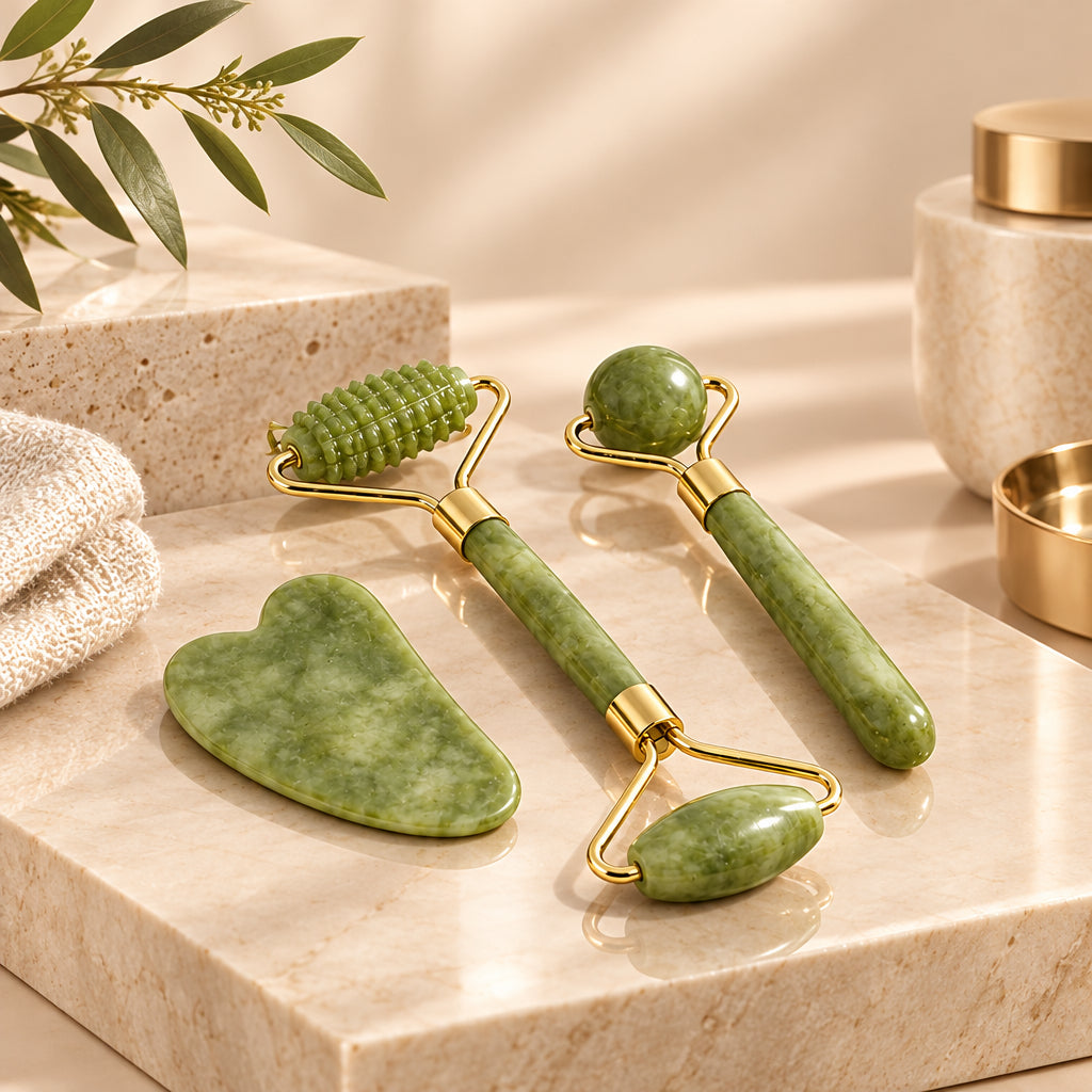 Natural Jade Roller Face Gua Sha Natural Stone Body Neck Massager Acupoint Eye Care Spa Massage Tools Massage Visage Lifting