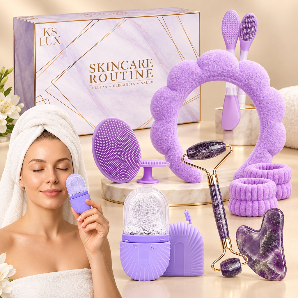 Skincare Kit, Skincare Coreano, Pack Regalo Original Para Mujer Joven Con Gua Sha Facial, Ice Roller Facial, Hielo Para La Cara.