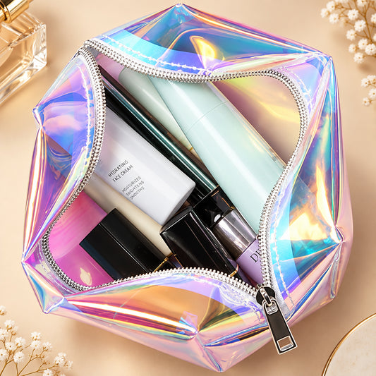 Holographic Makeup Bag Cosmetic Travel Bag Toiletry Organizer Purse for Women 2023 New Colorful Organizer Pouch Travel Fashion