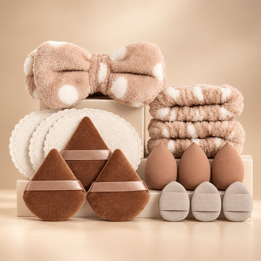 15Pcs Cosmetic Puff Makeup Sponge Blender Beauty Egg Foundation Sponges Puff Wash Face Headband Wristband Make up Accessories