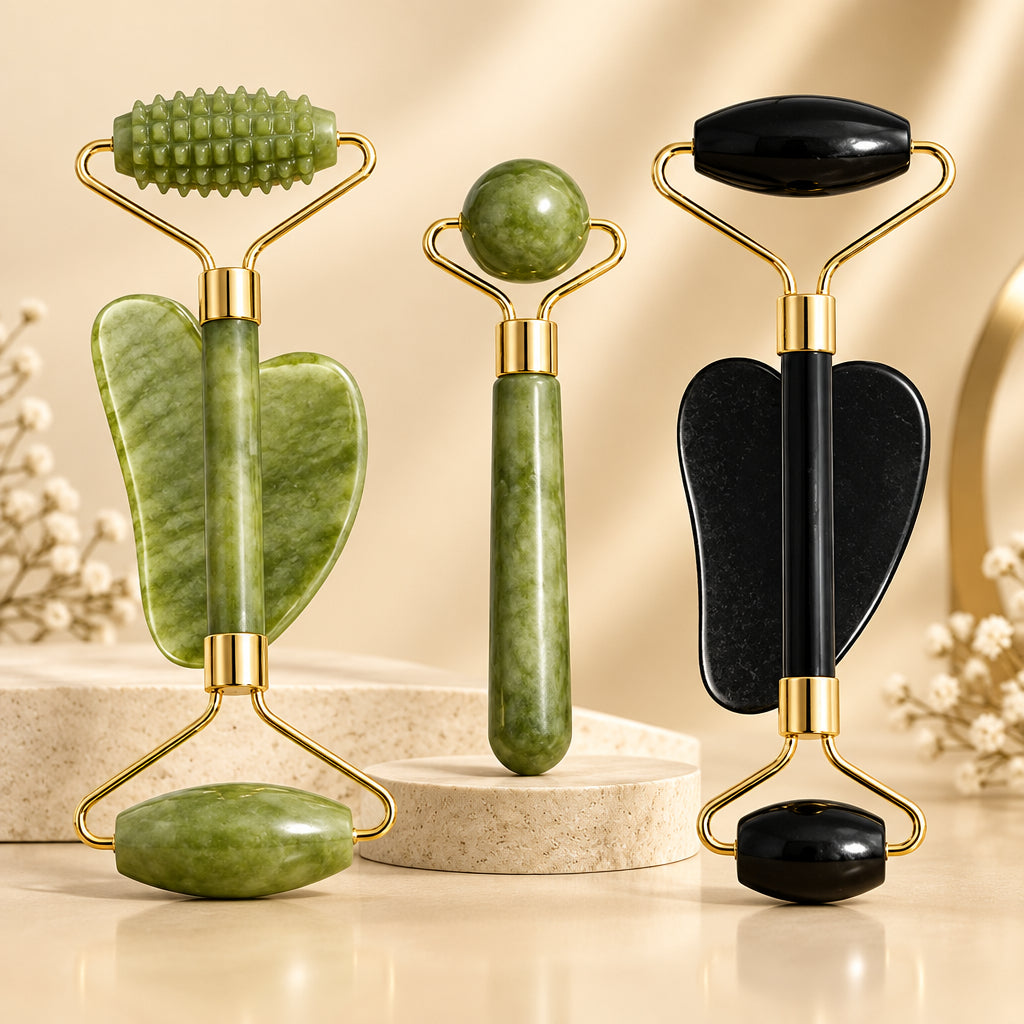 Natural Jade Roller Face Gua Sha Natural Stone Body Neck Massager Acupoint Eye Care Spa Massage Tools Massage Visage Lifting