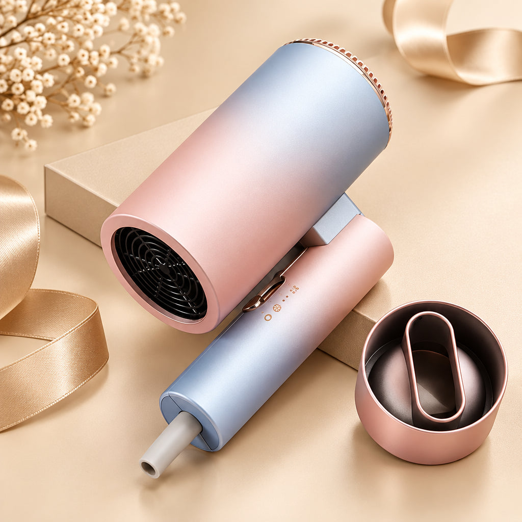 Flintronic Secador De Pelo, Secador De Pelo Iónico Profesional Poderoso De 1500 W, Secador De Viaje Con Mango Plegable, 3 Ajustes De Calor, Secado Rápido, Para Peinados De Hombres Mujeres Múltiples